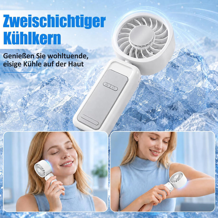 Mini Handventilator mit 5000mAh, USB Handventilator Tragbar mit Kühlplatte, 5 Geschwindigkeiten, 90°