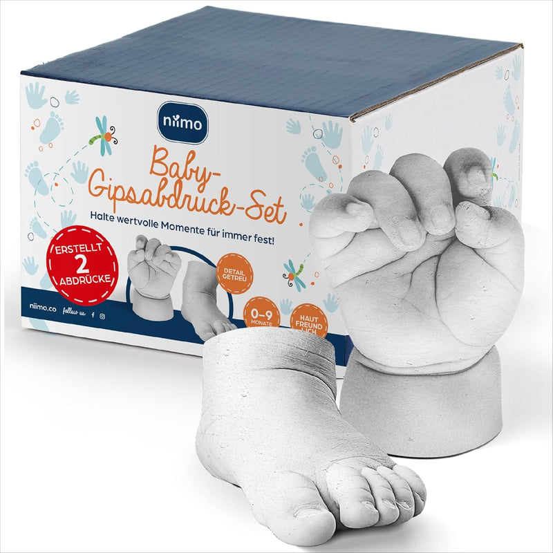 Niimo 3D Abdruck Baby Hand und Fuss - Hautsicheres Baby Gipsabdruck Set, Baby Abdruck Hand Fuss, Han