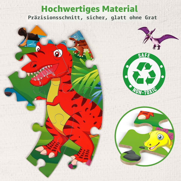 SYNARRY Grosse Dinosaurier Bodenpuzzle für Kinder ab 3 4 5 6 7 8 Jahren, 70 Teile Kinderpuzzle Dino