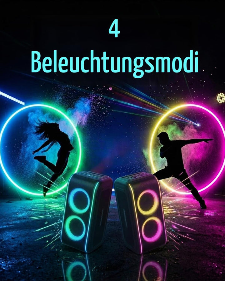 GKD62 Karaoke-Maschine für Erwachsene und Kinder, 400W Tragbarer Bluetooth-Partylautsprecher mit 2 F