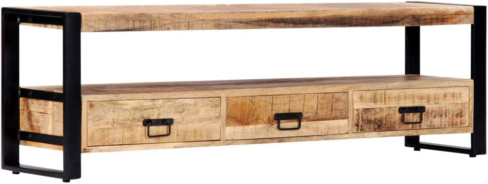 vidaXL Mangoholz Massiv TV Schrank mit 3 Schubladen 1 Fach TV Möbel Tisch Board Kommode Lowboard Fer