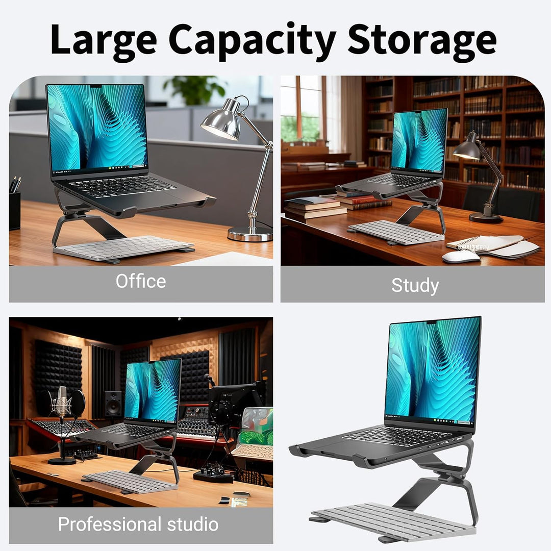 Premium Laptop-Ständer aus Aluminium – Höhenverstellbar für 14-17,3" Notebooks | Bis 35kg Belastbark