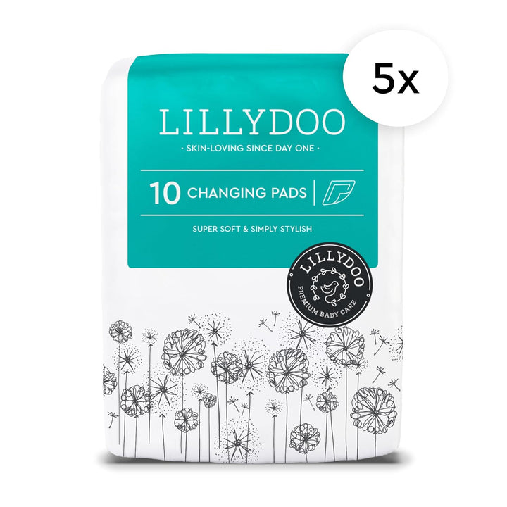 LILLYDOO hautfreundliche Baby Wickelunterlagen 60x 60 cm, 50 Stück (5x10 Stück), Weich, Ohne Parfüme