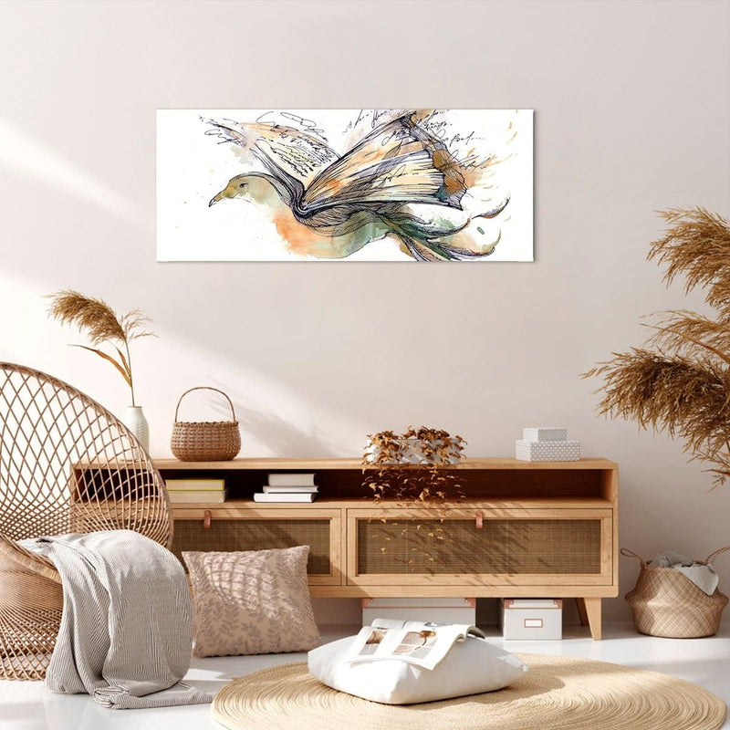 Panorama Bilder auf Leinwand 100x40cm Leinwandbild Vogel Fantasie Konzept Gross Wanddeko Bild Schlaf