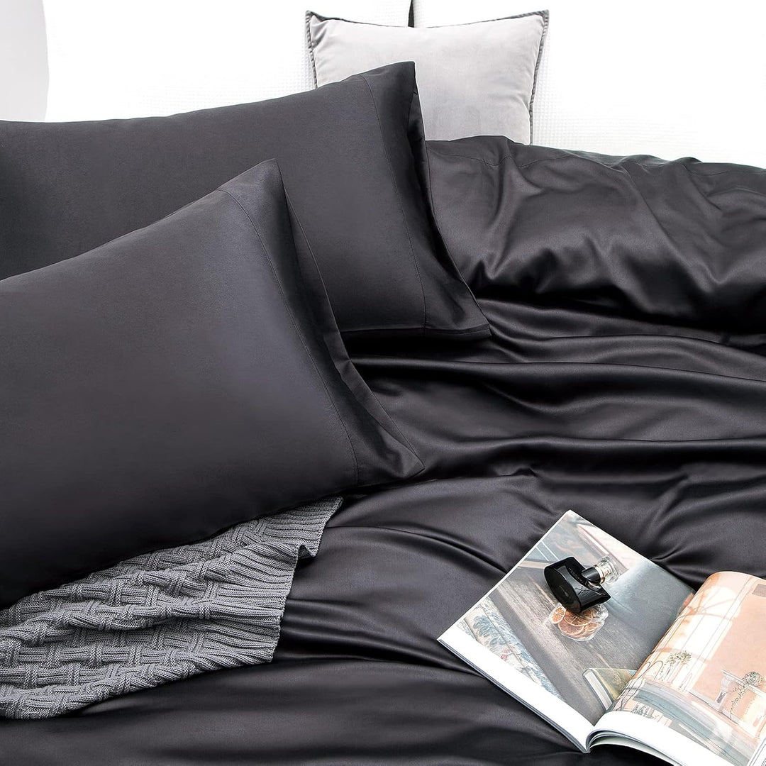 Vonty Satin-Bettlaken, Queen-Size-Grösse, seidig weiches Satin-Bettlaken-Set, 1 tiefes Spannbetttuch