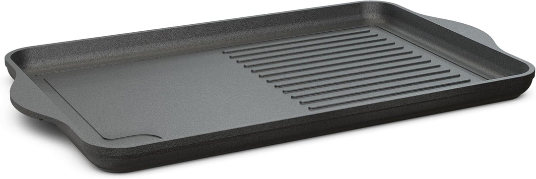 Grosse Aluguss Grillplatte Induktion 49x29 cm I Beschichtete Bratplatte Induktionskochfeld I Grill G