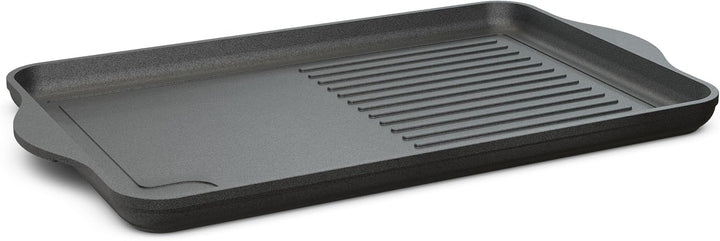Grosse Aluguss Grillplatte Induktion 49x29 cm I Beschichtete Bratplatte Induktionskochfeld I Grill G