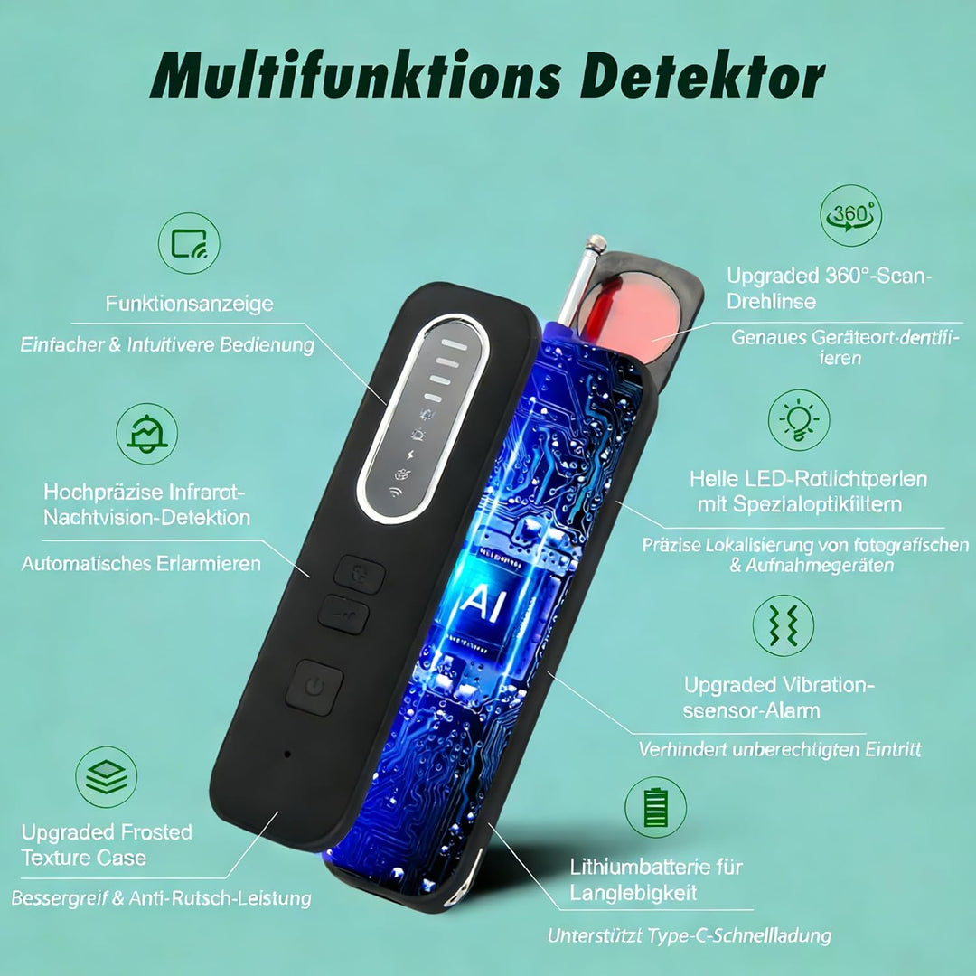 Wanzen Detektor 6 in 1 Versteckte Kamera Detektor RF Wireless Abhörwanzen Aufspüren Finder GPS Track