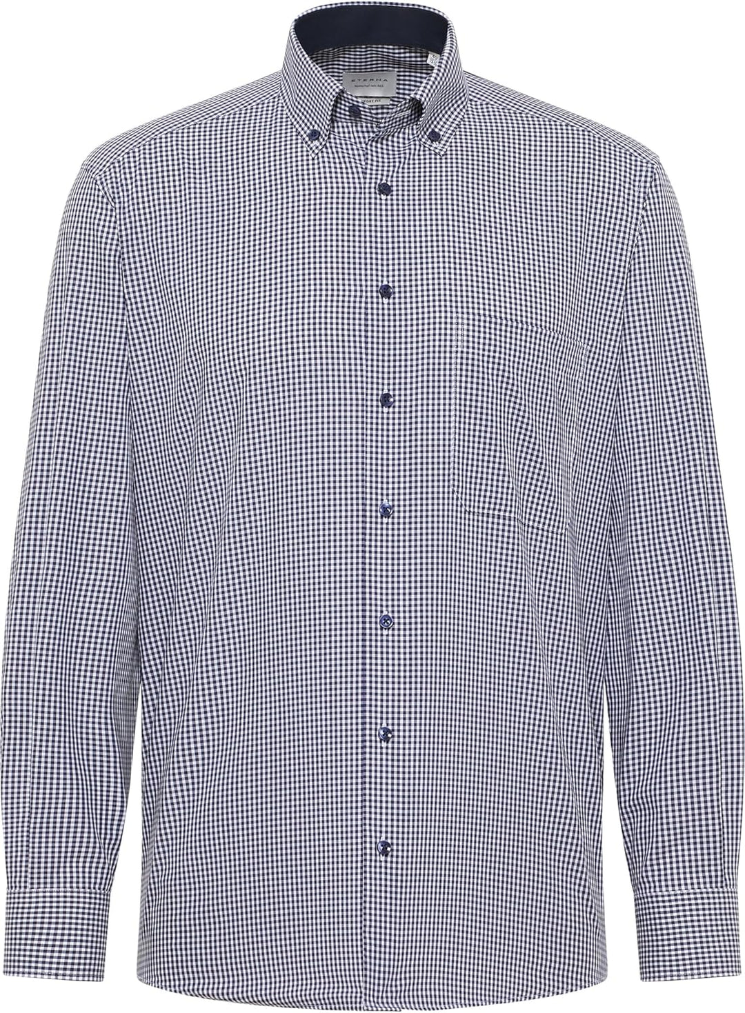 ETERNA Comfort Fit Hemd Langarm New Kent Kragen Muster rot XS Blau, XS Blau