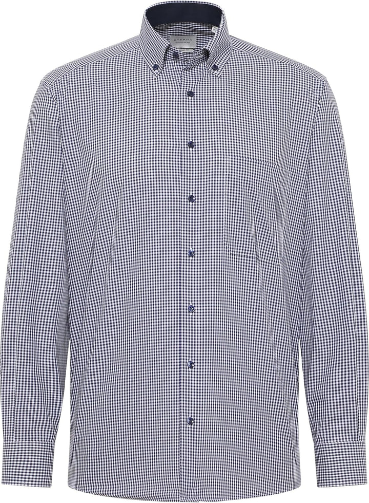ETERNA Comfort Fit Hemd Langarm New Kent Kragen Muster rot XS Blau, XS Blau