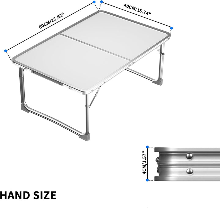 VickyHome 60x40x26CM Garten Popup Tisch Weisser Rechteckiger Esstisch für den Aussenbereich, Leichte