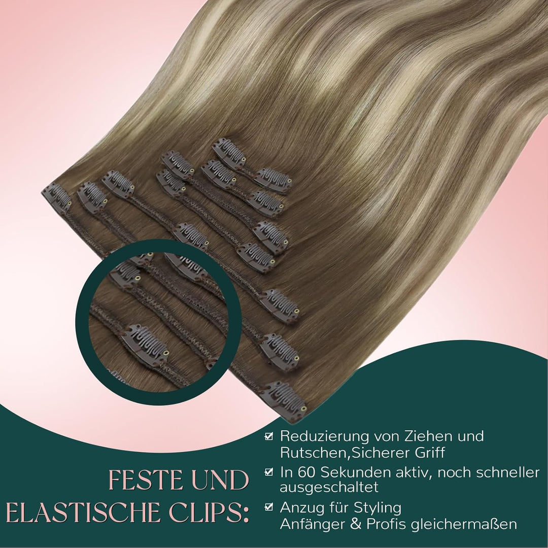 Easyouth Balayage Clip Extension Echthaar Blond Clip in Haar Extensions Remy Menschlich Clips in Haa