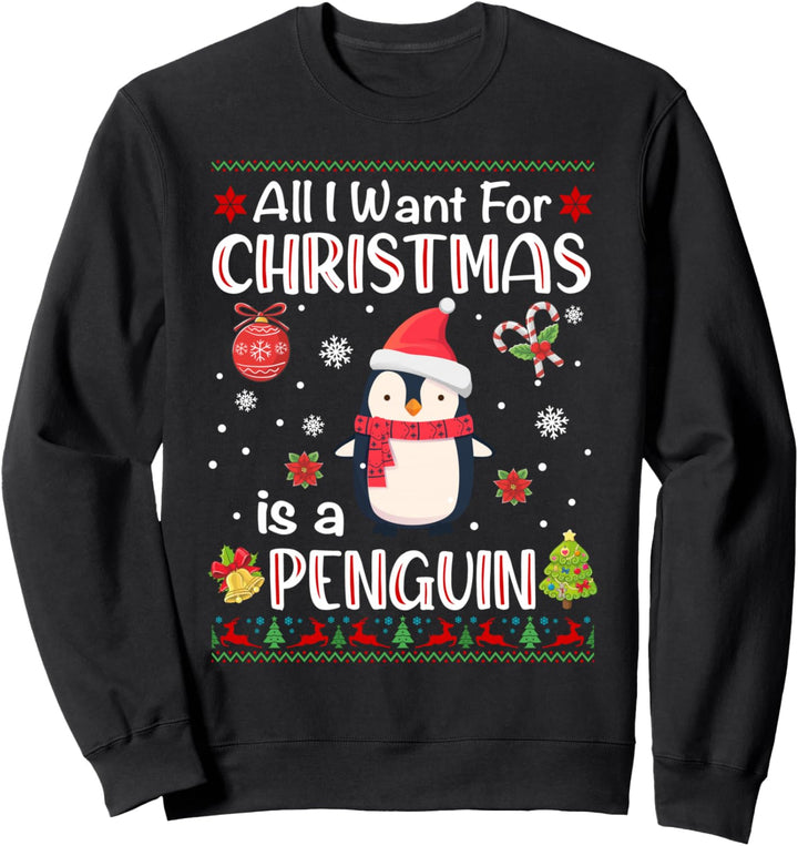All I Want Is A Penguin For Christmas Ugly Xmas Schlafanzug Sweatshirt