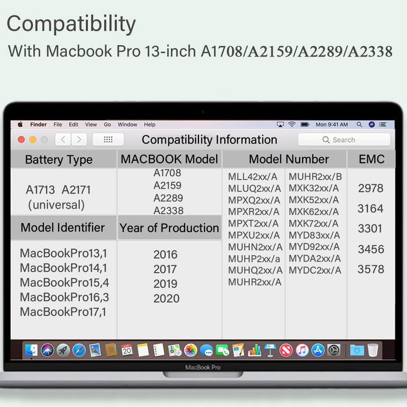 XINGLT a1713 a1708 Akku Ersatz Laptop Akku für a1708 MacBook Pro 13 Zoll Retina A1713 Akku Ersatz Ho