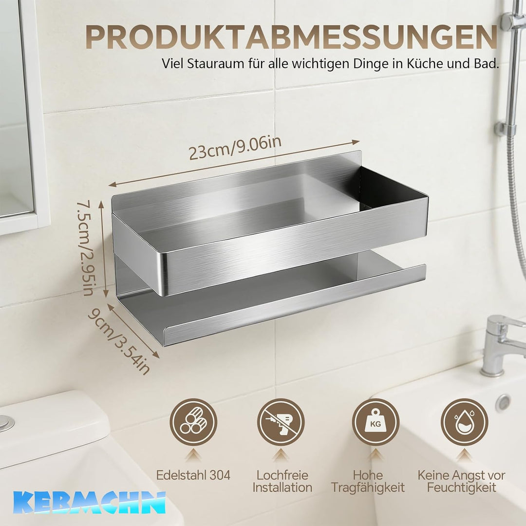 Duschablage ohne Bohren 23 * 9 * 7.5CM- Selbstklebender Duschkorb, Rostfreies Badezimmerregal, platz
