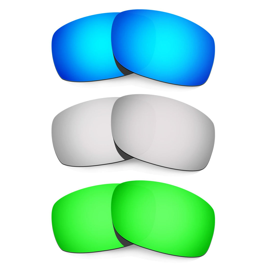 HKUCO Plus Mens Replacement Lenses For Oakley Fives Squared Blue/Titanium/Emerald Green Sunglasses