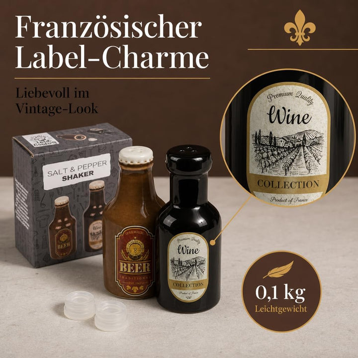MIJOMA Salz- & Pfefferstreuer Set - Stilvolles Porzellandesign, Lebensmittelecht, Einfach zu Befülle
