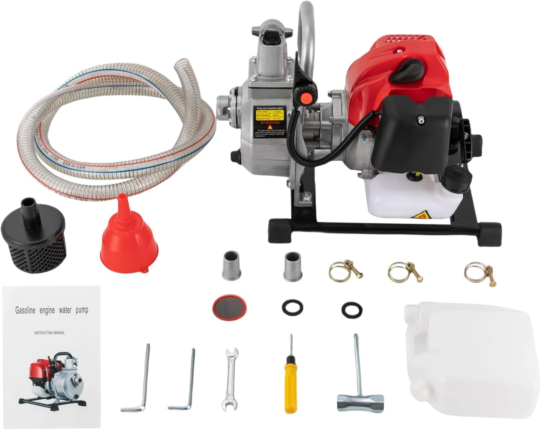 Benzin-Wasserpumpe 1450W Motorleistung, 2-Takt 42.5cc Benzin Schmutzwasserpumpe Wasserpumpe Gartenpu