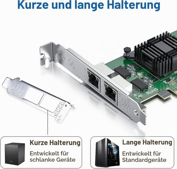 H!Fiber Dual RJ45 Copper Ports Netzwerkkarte Gigabit PCI Express E1G42ET-Intel 82576 Chip, 1Gbit Eth
