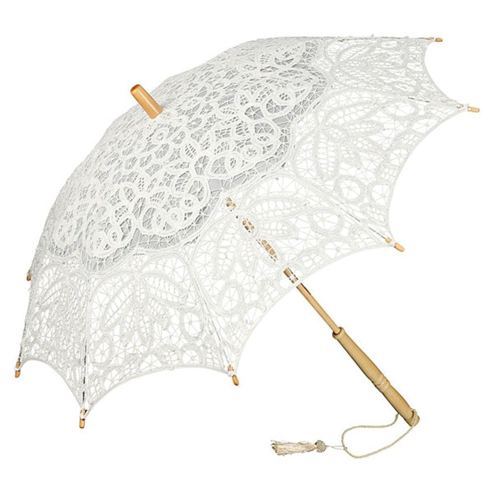 VON LILIENFELD Vivienne Sonnenschirm Hochzeitsschirm Spitze Brautschirm elfenbein, Elfenbein
