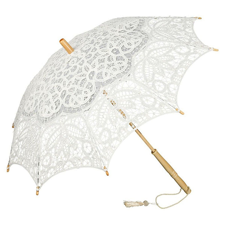 VON LILIENFELD Vivienne Sonnenschirm Hochzeitsschirm Spitze Brautschirm elfenbein, Elfenbein