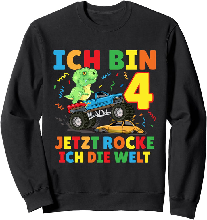 ich bin 4 Monster Truck Dinosaurier 4 Geburtstag Junge Sweatshirt
