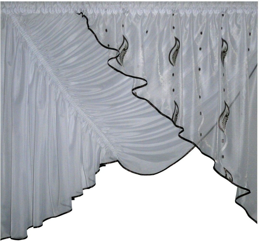 TOP Fertig-Gardine aus Voile NEU Top Design Set Schöne Küche-Gardine mit Kräuselband AG23 Modern