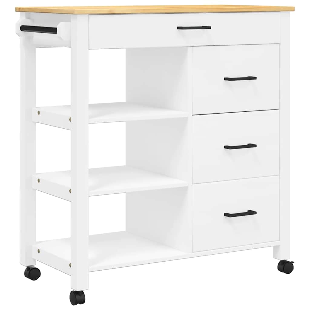 vidaXL Küchenwagen Monza 84x40x88,5 cm Massivholz Kiefer Weiss, Weiss