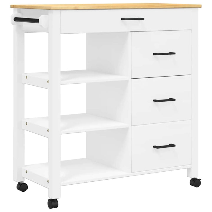 vidaXL Küchenwagen Monza 84x40x88,5 cm Massivholz Kiefer Weiss, Weiss