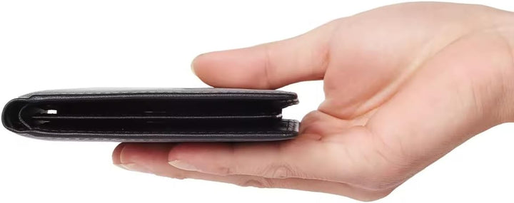 ALMADIH Leder Portemonnaie querformat RFID Schutz 11 Kartenfächer Münzfach Rindsleder Geschenkbox (P