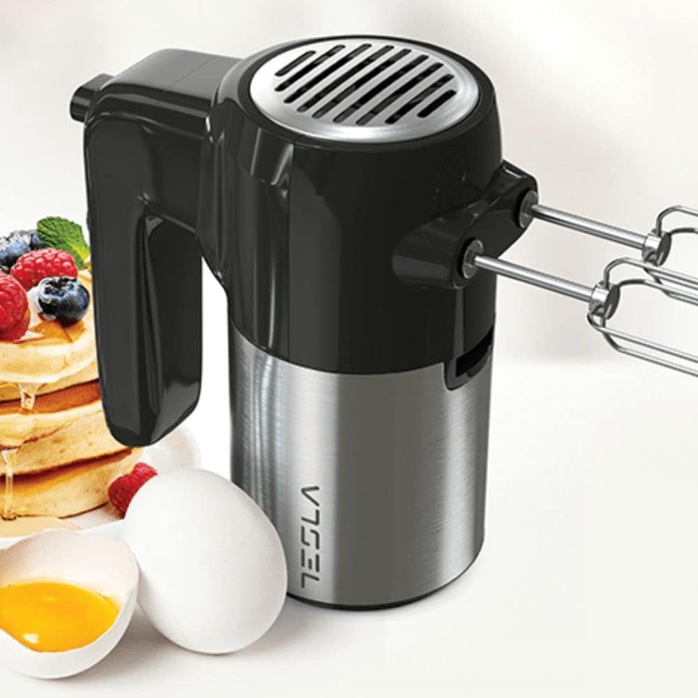 TESLA MX301BX Stabmixer (300 W, 5 Geschwindigkeiten, Turbofunktion, 2 Stäbe, 2 Haken), Rostschwarz