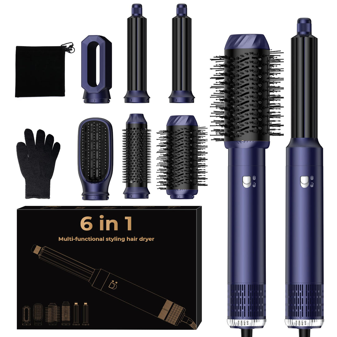 Airstyler & Föhn 6 in 1, Haartrockner Set mit Lockenstab Automatisch Wrap, Hair Dryer, Thermal Brush