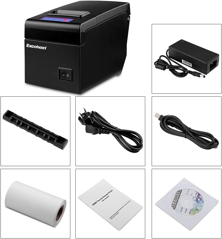 Excelvan E58 - Bluetooth Thermodrucker für Quittungen und Tickets (58 mm, Android, iOS, Windows, Lin