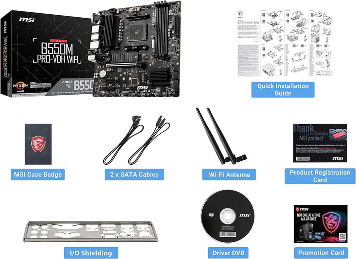 MSI B550M PRO-VDH WiFi Motherboard AMD B550 Socket AM4 Micro ATX