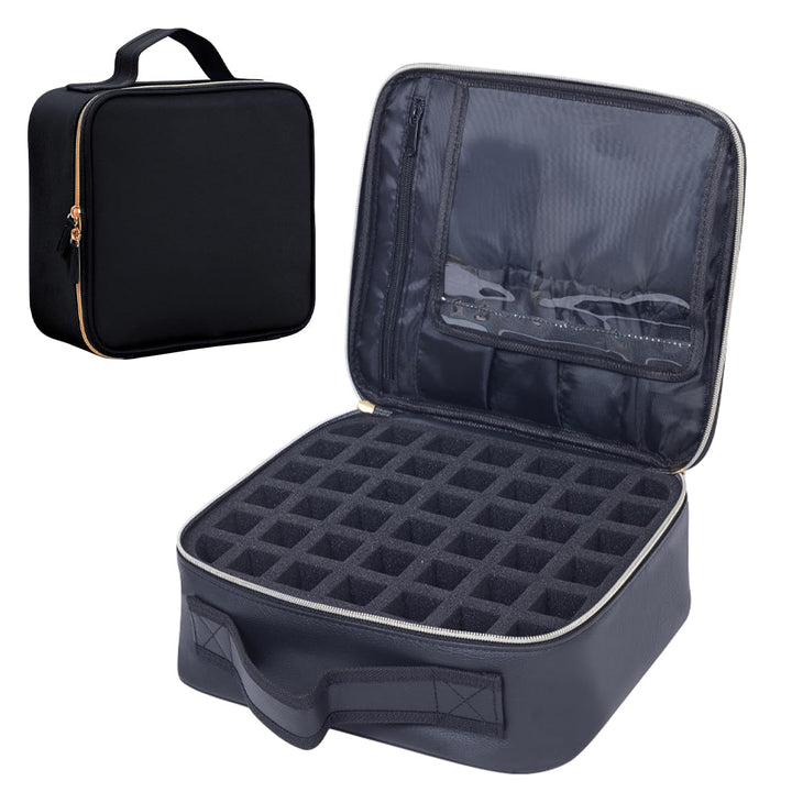 Nagellack Aufbewahrung Organizer PU Leder Tragbare Nagellack Tasche Speichern 42 Flaschen (15 ml/0,5