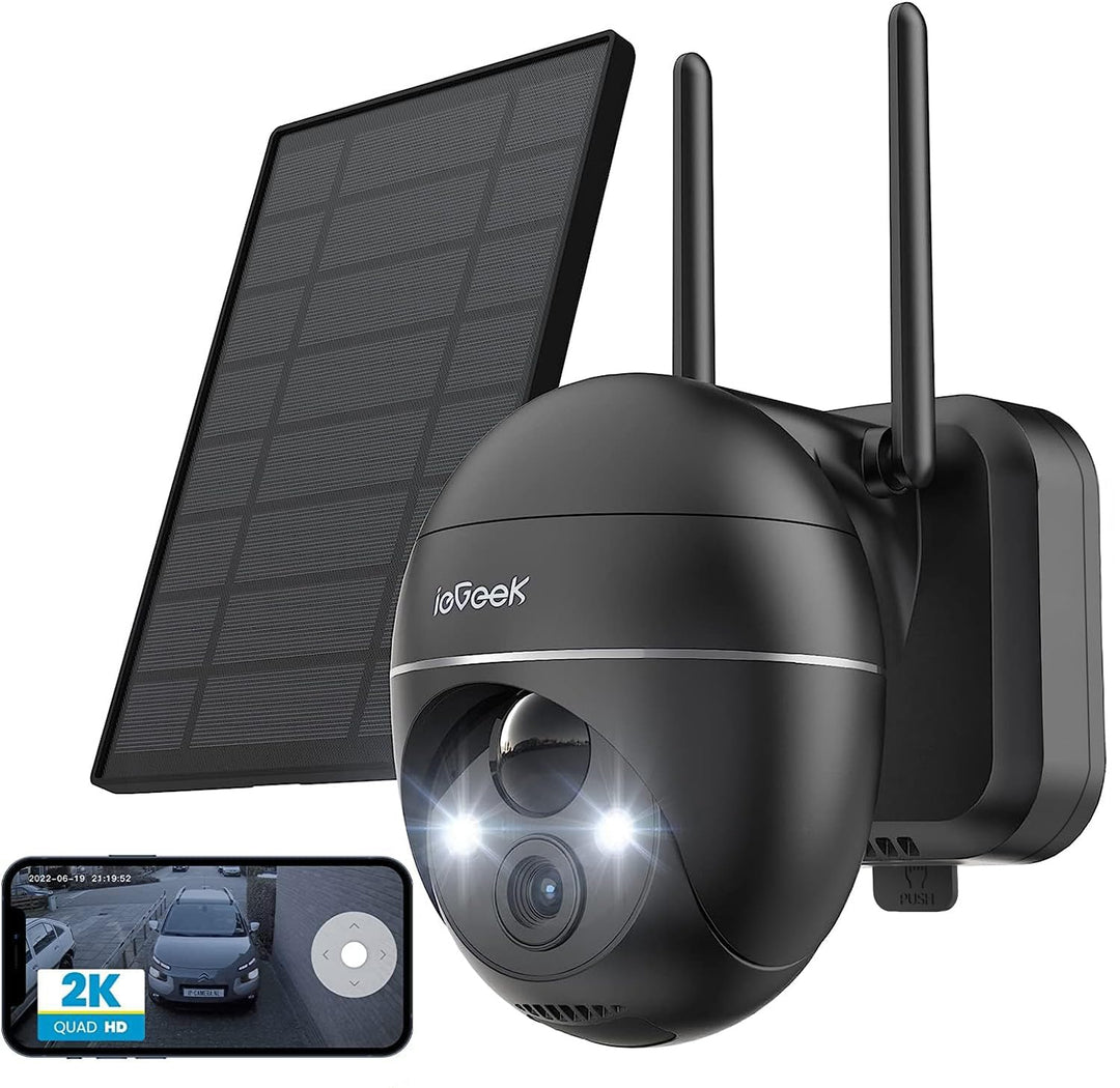 ieGeek Überwachungskamera Aussen Akku 15000mAh 355°/120°Schwenkbar mit Solarpanel，1080P Kabellose Ou
