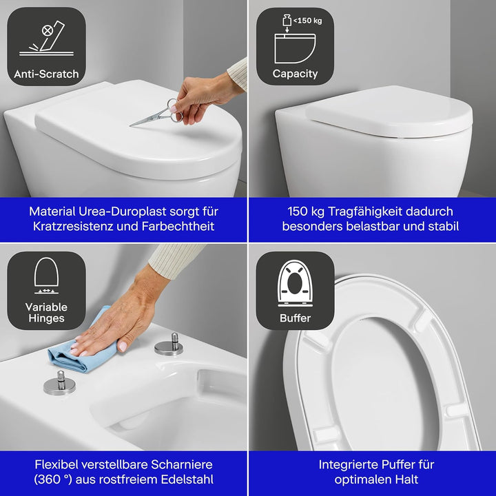 Duravit WC-Sitz Univavo, WC-Sitz D-shaped, Klobrille mit doppelter Absenkautomatik, Toilettendeckel
