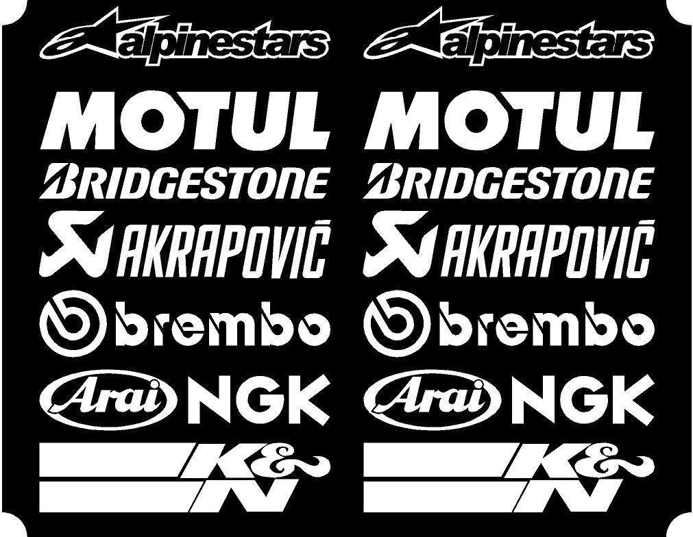 16-X-White-Belly-Pan-Fairing-Sponsor-Logo-Aufklebers-Aufklebers-Colour-`+ Bonus Testaufkleber Estrel