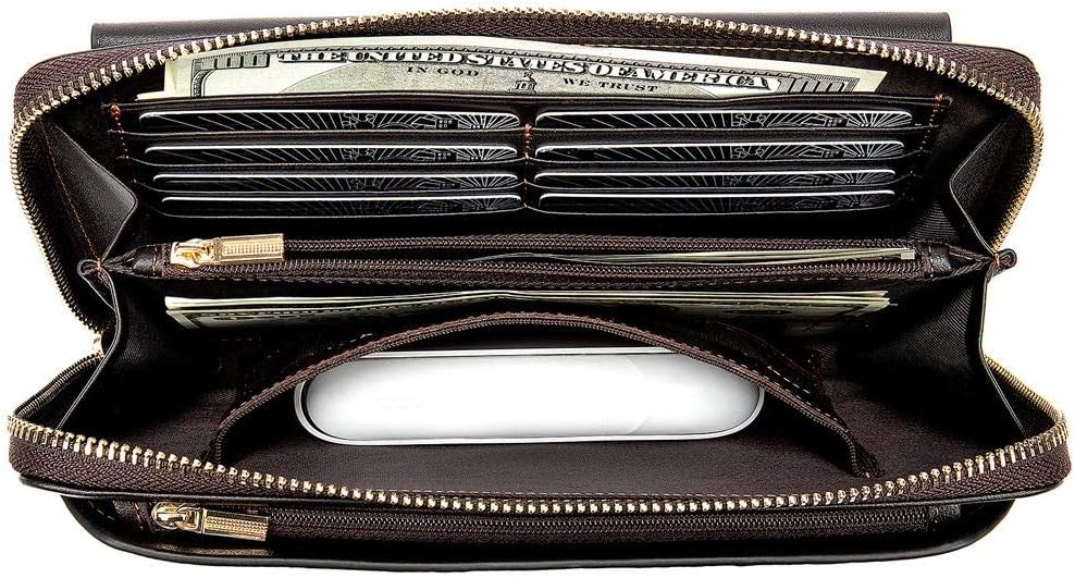Leder Handgelenktasche Herren Geschäft Handtasche Herrentasche Gross Geldbörse Echtleder Karten Clut