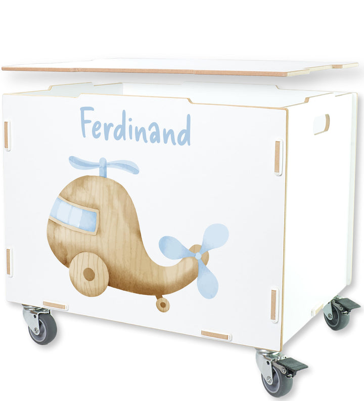 Peronalisierbare Rollbox mit Helikopter Kinder-Motiv (33x45,5x34,5cm + 6cm Räder-Höhe) Kisten/Boxen
