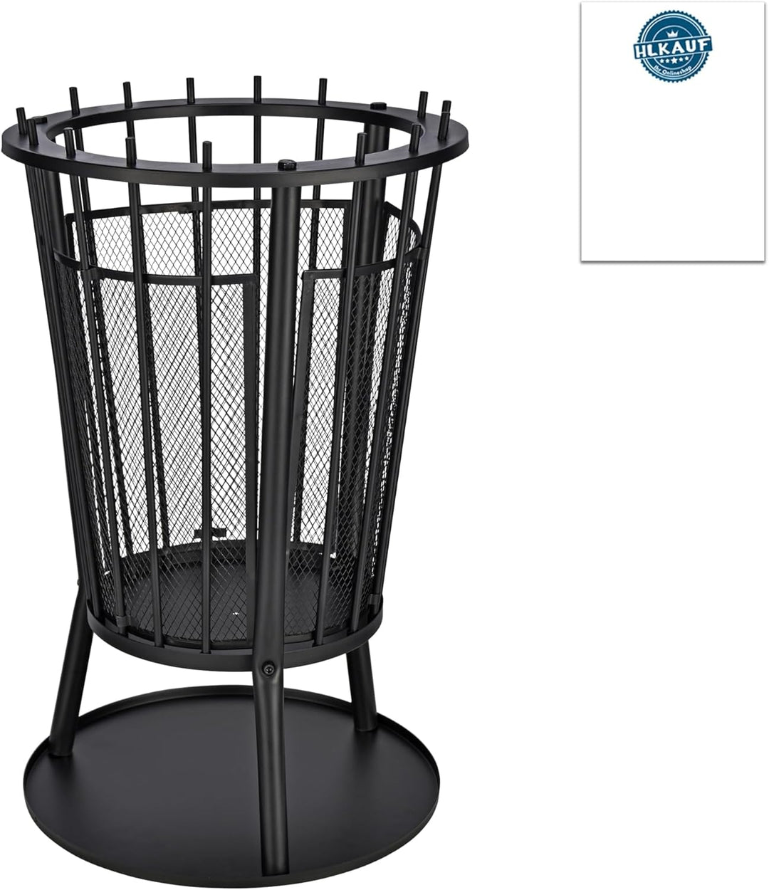 Robuster Feuerkorb Feuerstelle Eisen 61x40 cm Feuerschale mit Funkenschutz und Bodenplatte & HLKauf-