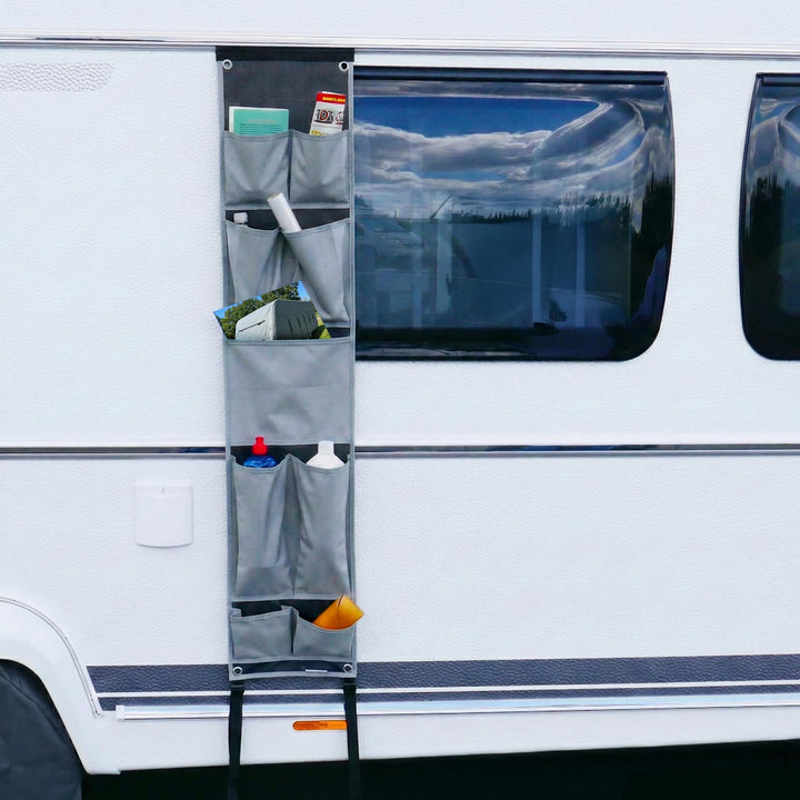 your GEAR Caravan Organizer Pocket - Hängeregal für Zelt, Vorzelt, Wohnwagen 140 x 30 cm, 9 Fächer