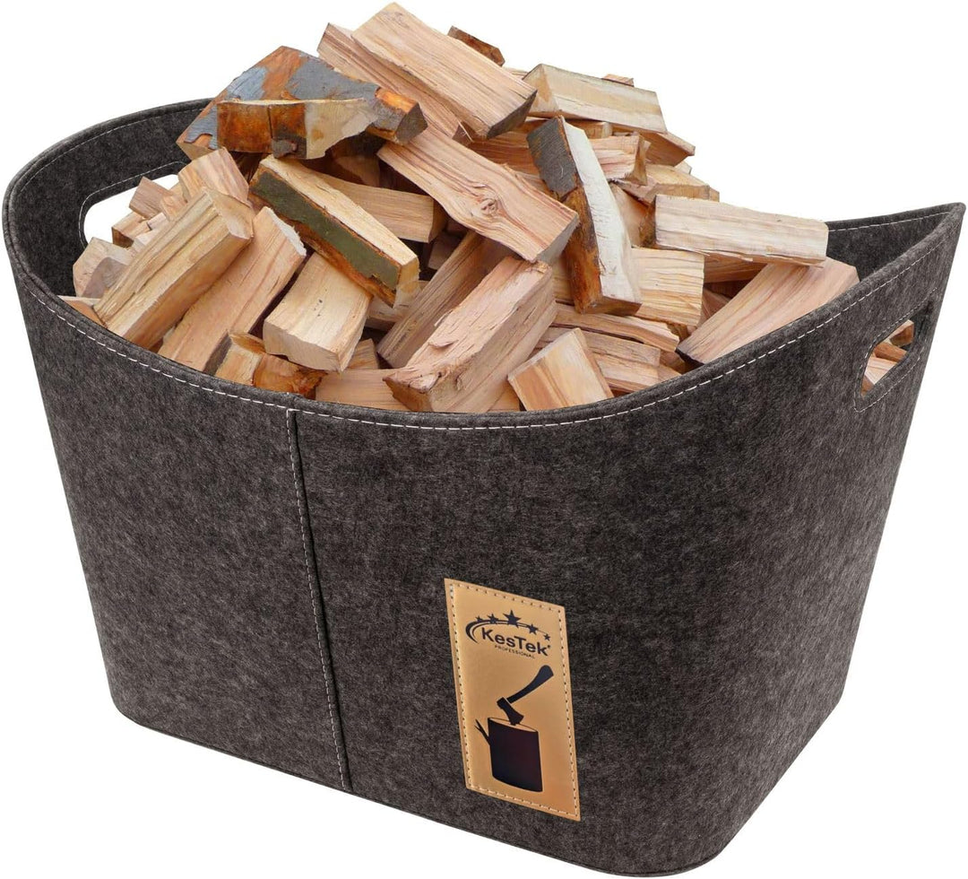 Kestek Brenn-Holzkorb Filzkorb Nepal anthrazit 550x405x355 mm - Kaminholzkorb, Holztragekorb, Aufbew