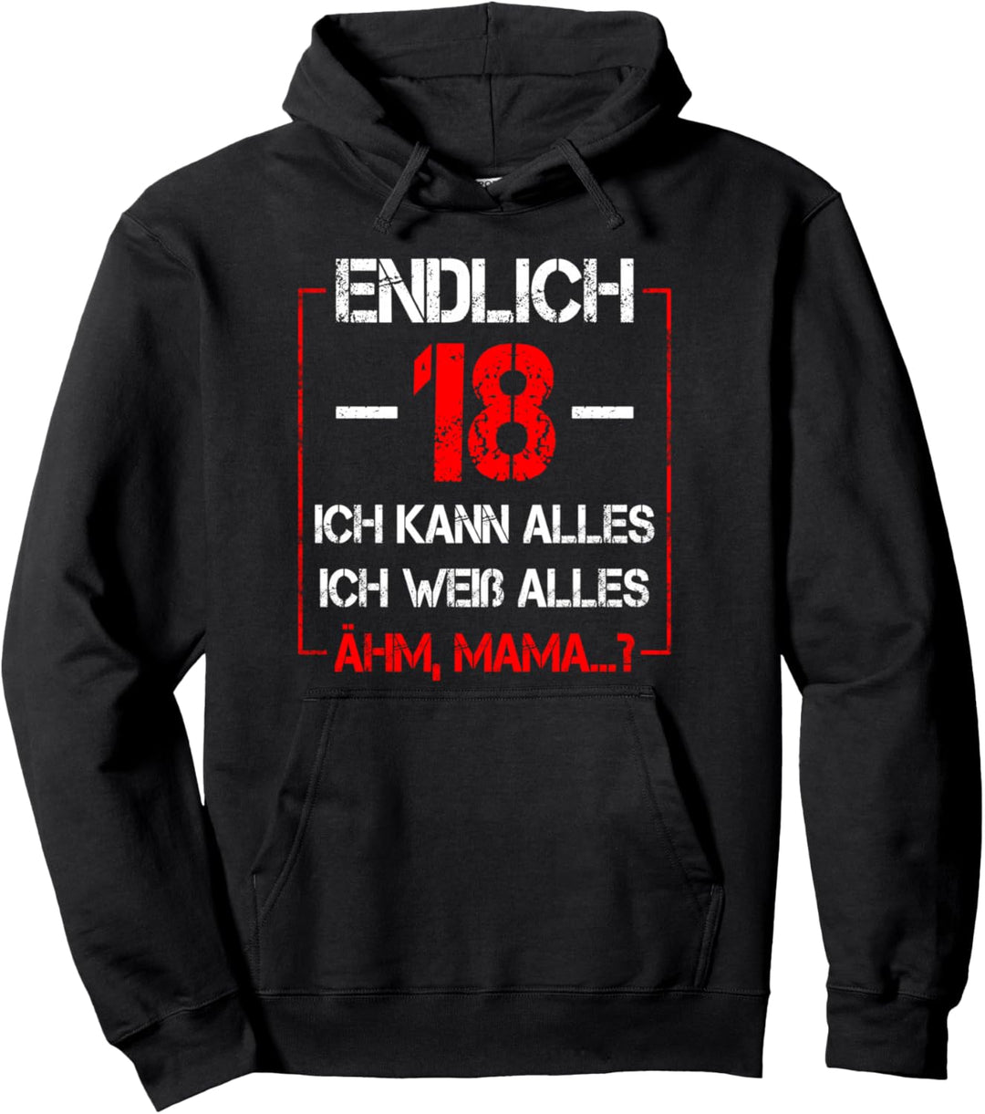 Endlich 18 Jahre Geburtstag 18ter 18er 18ten Junge Mädchen Pullover Hoodie