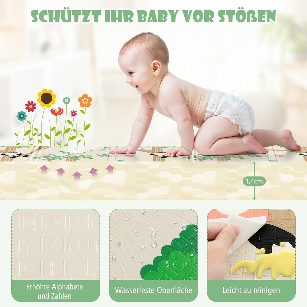 DREAMADE 206 X 185CM Laufstall Baby, Laufgitter mit 50 Bällen & 4 Griffe, Schutzgitter mit 2 Türen,