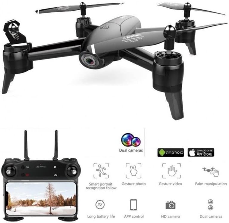 LUXWALLET SG-ProX 4K WiFi Drohne mit Kamera und Tragetasche, 10km/h-100 Meter Entfernung, Schwarz