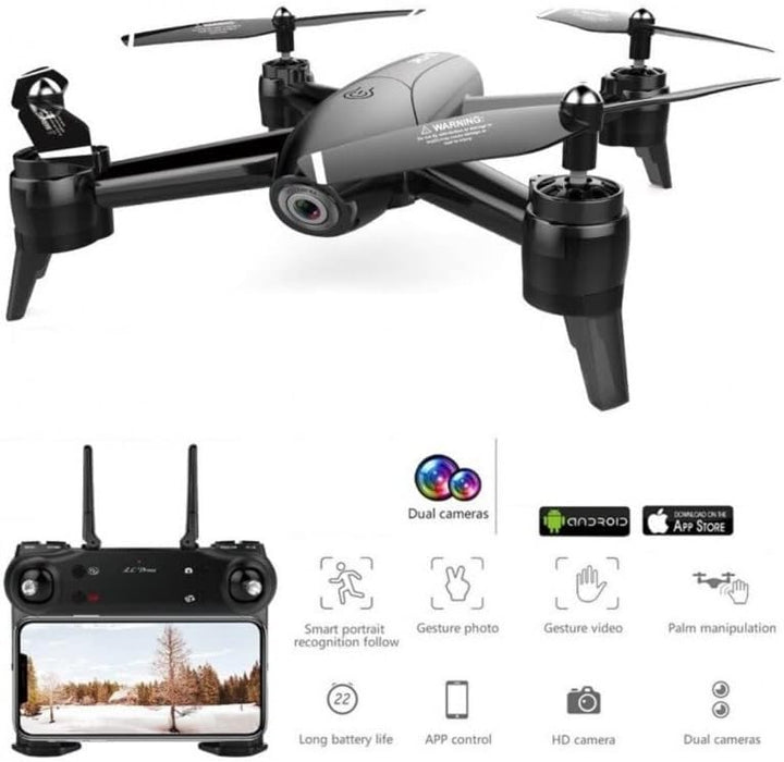 LUXWALLET SG-ProX 4K WiFi Drohne mit Kamera und Tragetasche, 10km/h-100 Meter Entfernung, Schwarz