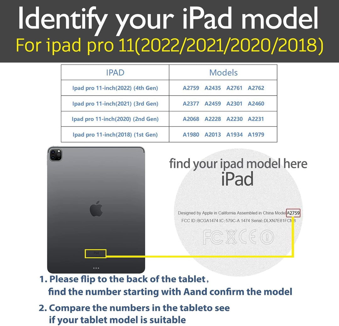 Gexmil Leder Hülle für iPad Pro 11 Zoll 4./3./2./1. Generation 2022/2021/2020/2018 Echt Leder Cover