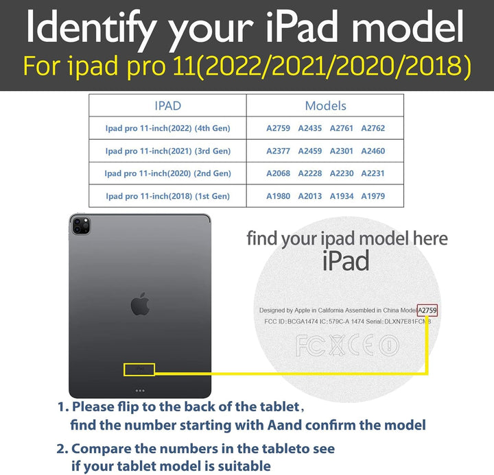 Gexmil Leder Hülle für iPad Pro 11 Zoll 4./3./2./1. Generation 2022/2021/2020/2018 Echt Leder Cover