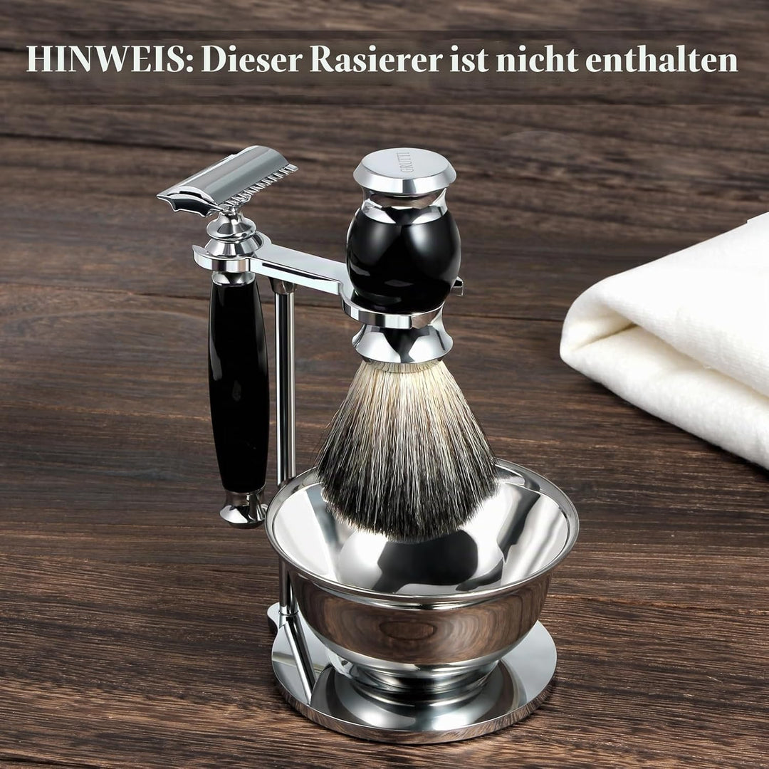 GRUTTI Rasierset, Badger Brush Soap Bowl und Rasierständer für Herrengeschenke,Rasiererhalter für He
